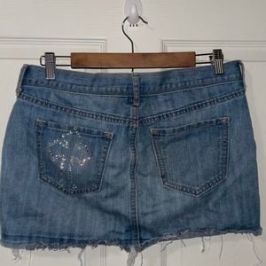 custom bedazzled cross denim miniskirt